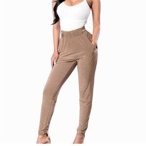 Fashion Nova brown tie up pants